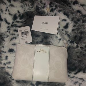 Coach Signature PVC Leather Corner Zip Wristlet
